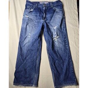 VINTAGE Anchor Blue Baggy Men Jeans 40x30 Blue Denim Skateboard Street Wear‎ Y2K